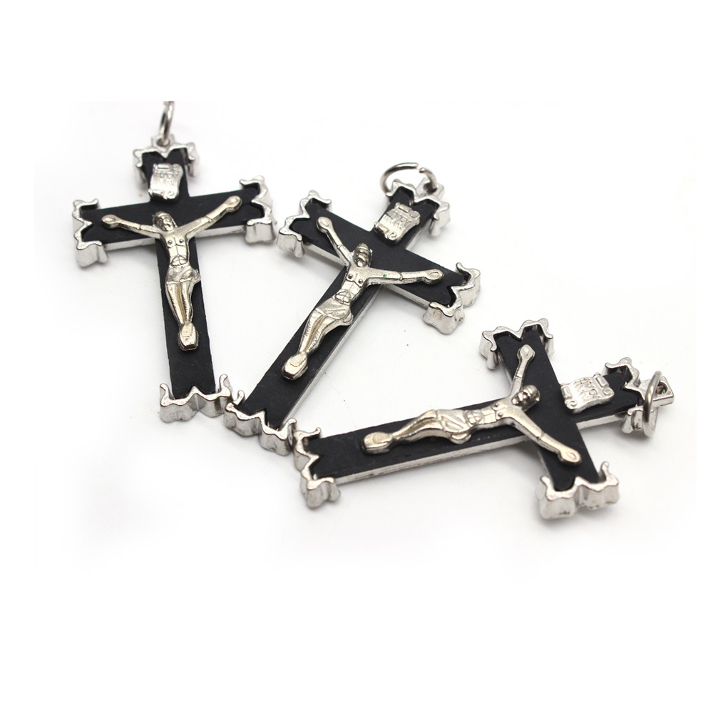 (10 pieces per package) Black cross rosary Necklace Pendant accessory DIY jewelry Amazon E-commerce 10 Item Picture