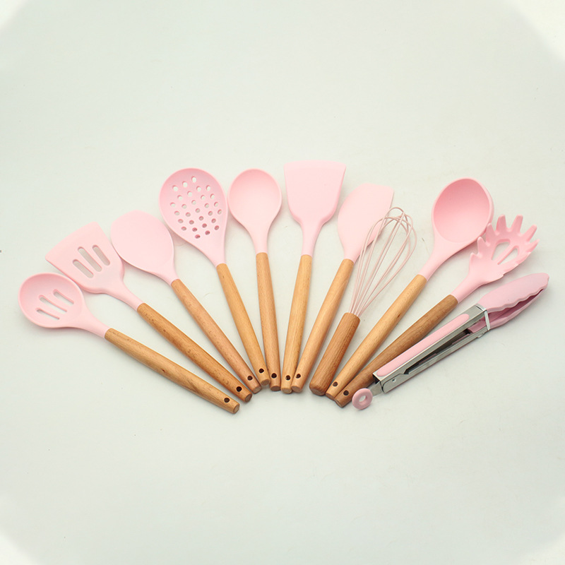 Cross-border best-selling in-stock silicone kitchen small tools 12-piece set, freely combinable kitchenware set, cooking silicone tools Specification image