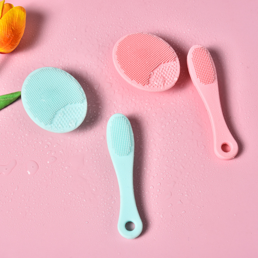 Silicone Cleansing Brush With Handle Super Soft Water Drop Cleansing Brush Round Blackhead Cleansing Brush Silicone Instrument Cleansing Set Specification drawing