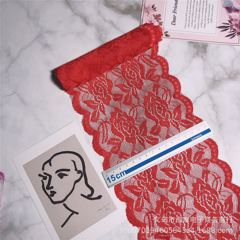 Factory direct sales and immediate supply of elastic lace, nylon 15 cm, spandex lace soft underwear fabric Specification image