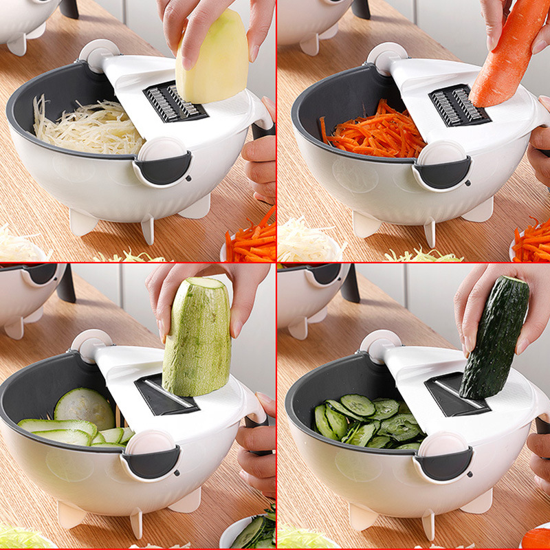 Lazy multi-functional vegetable cutter 9 in 1 household manual round fruit and vegetable slicer filigree fancy vegetable cutter kitchen Application Scenario