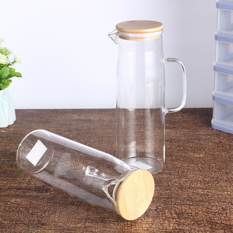 Manufacturers Direct Sales Creative Transparent Large Capacity Glass Pot Silicone Seal Bamboo Cover High Borosilicate Glass Pot Wholesale details Picture