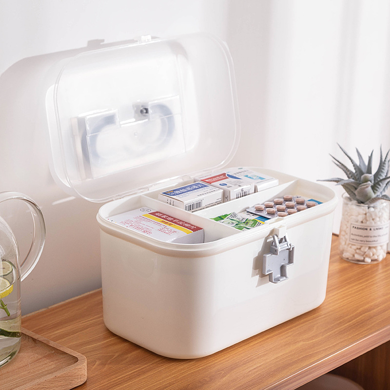 Household dust-proof large-capacity medicine box Emergency care medicine storage box Household portable multi-layer plastic medicine box thumbnail