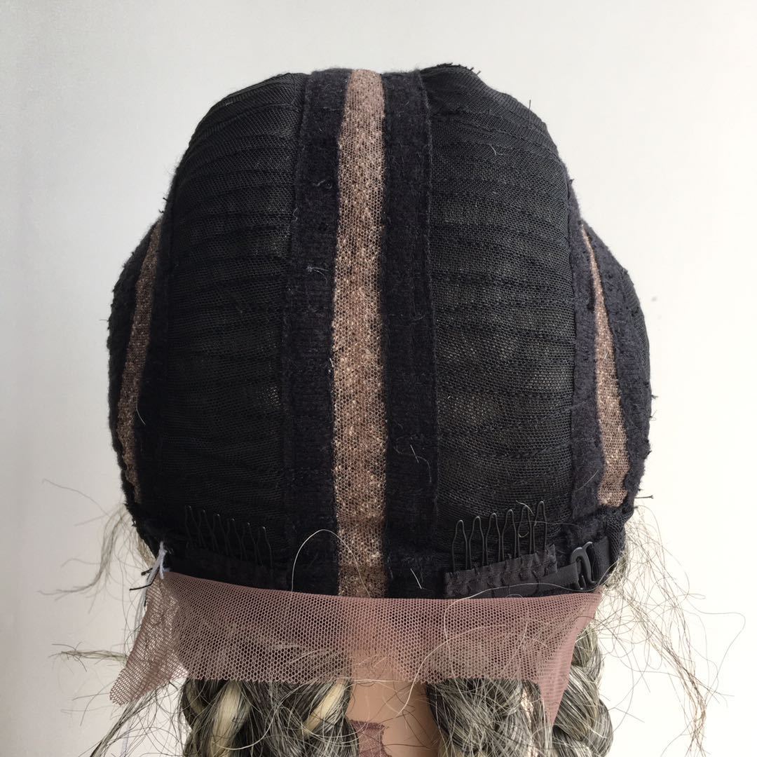Foreign trade European and American fashionable chemical fiber wig, women's red and brown long hair double braids high-temperature silk head cover LM060 Application Scenario