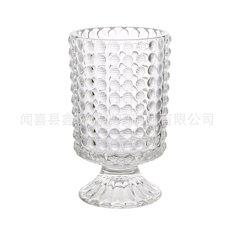 Nordic Simple Relief Tall Glass Vase Transparent Living Room Flower Arrangement Hotel Wedding Candlestick Wind Lamp Ins Decoration Item Picture