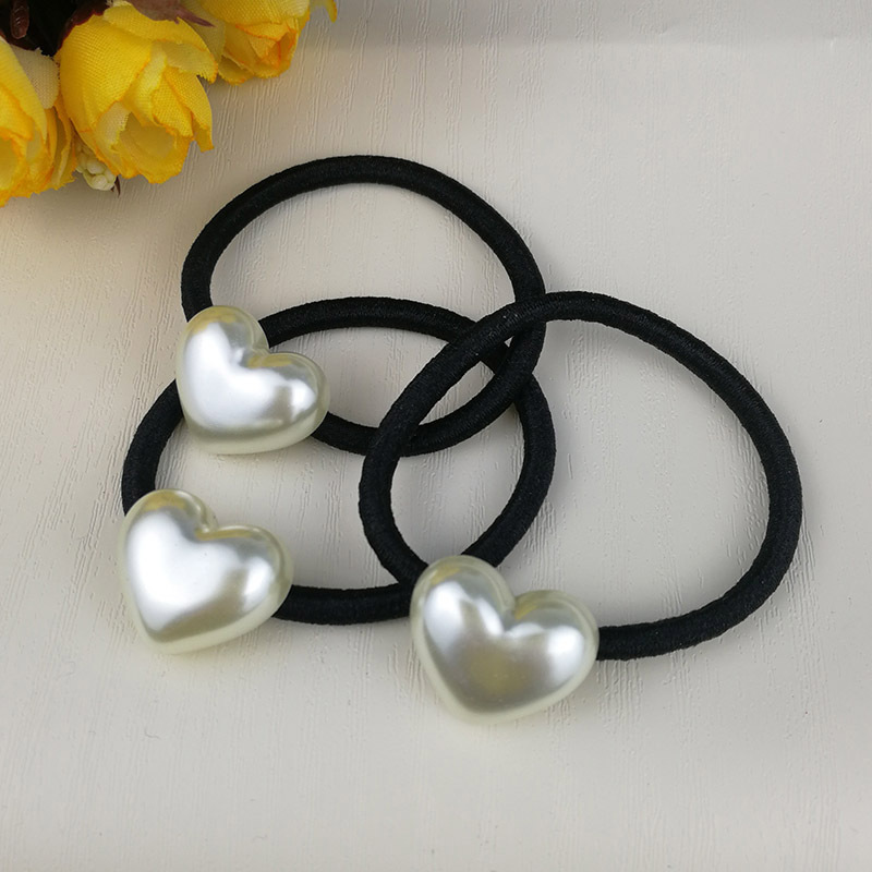 网红发圈加粗发绳爱心珍珠头绳简约仿珍珠心形皮筋促销赠品