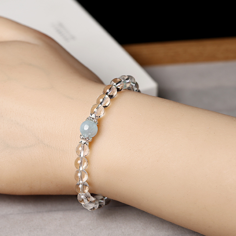 Original and personalized crystal natural white crystal bracelet, Good luck aquamarine ladies S925 sterling silver jewelry bracelet Application Scenario