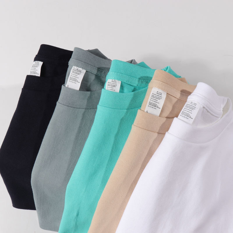 250g Japanese heavyweight white Morandi color pure cotton solid color men's and women's long-sleeved T-shirt, loose and thick base layer Specification image