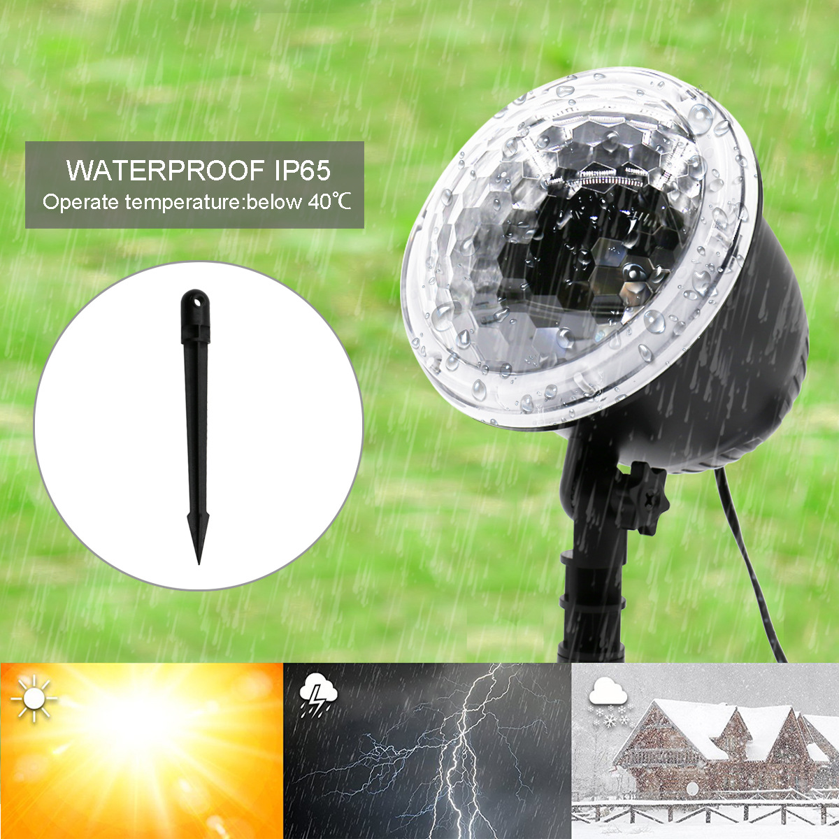 New cross-border exclusive dynamic Christmas pattern lights, outdoor waterproof RF remote control Christmas snow lights, lawn lights Application Scenario