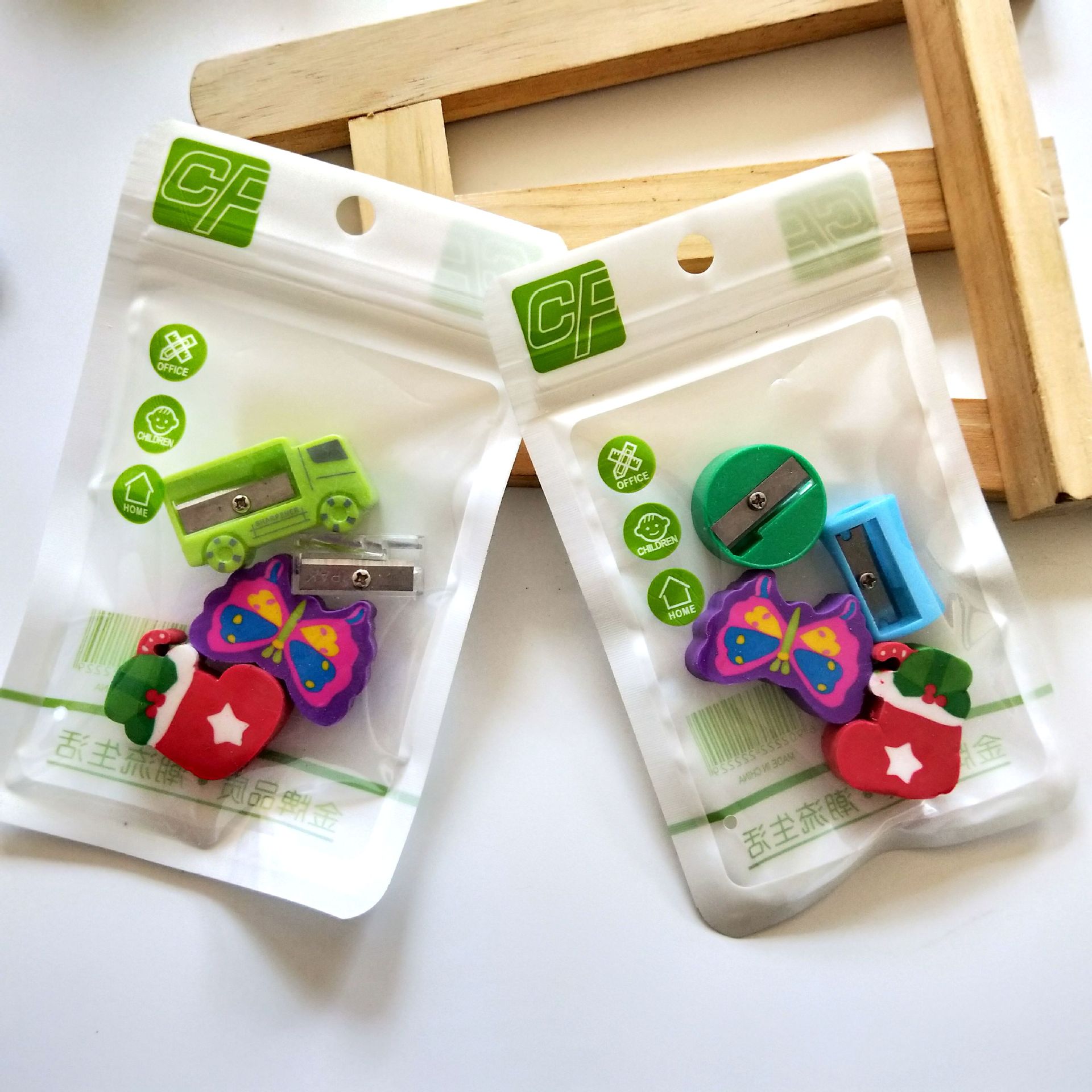 Stationery set rubber pencil sharpener Gift wholesale 1 yuan shop source online shop gift Specification drawing