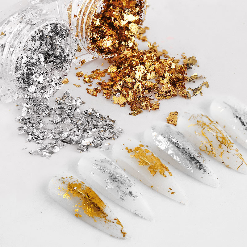 日系新品美甲/美甲金箔丝/金银箔碎片细节图