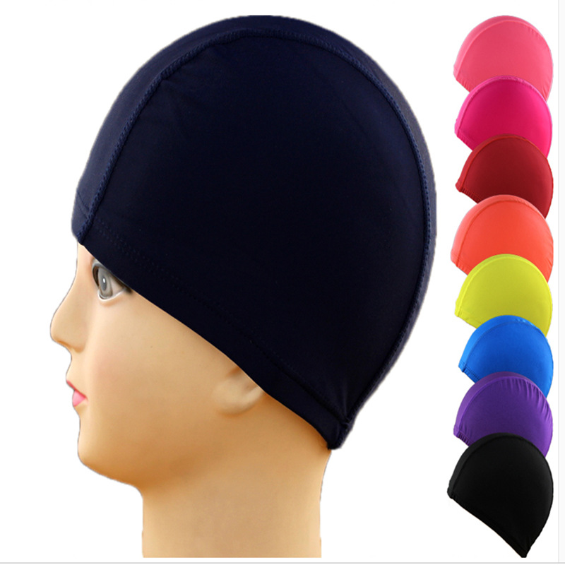 Comfortable and breathable adult swimming caps for hair care are available in stock at the swimming pool for both men and women Item Picture