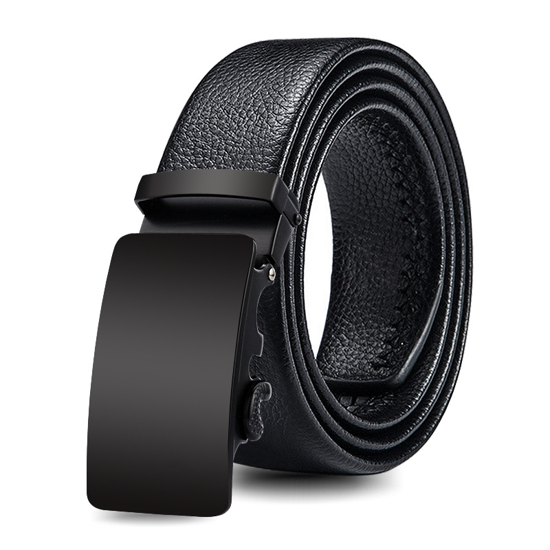 New Men's Automatic Buckle Gift Belt Wrapped Pvc Wear-Resistant Scratch Men's Waistband Wholesale details Picture
