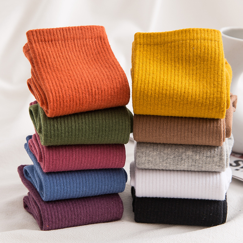 Socks Women's Autumn Winter Cotton Solid Color Pile Socks Ins Trend Women's Socks Day Sports High Elastic Mid-Tube Stockings Application Scenario