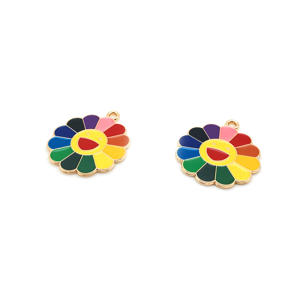 Diy Hand-Drop Oil Colorful Flower Sunflower Ornaments Point Oil Pendant Accessories Alloy Accessories Y2150 Application Scenario