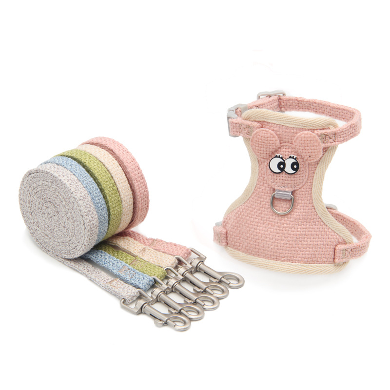 Manufacturers directly supply cat leash dog small dog vest type anti-break cartoon linen net back cat leash Item Picture