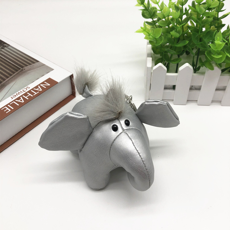 New pu leather elephant plush toy keychain like lovers pendant backpack pendant boutique doll doll wholesale