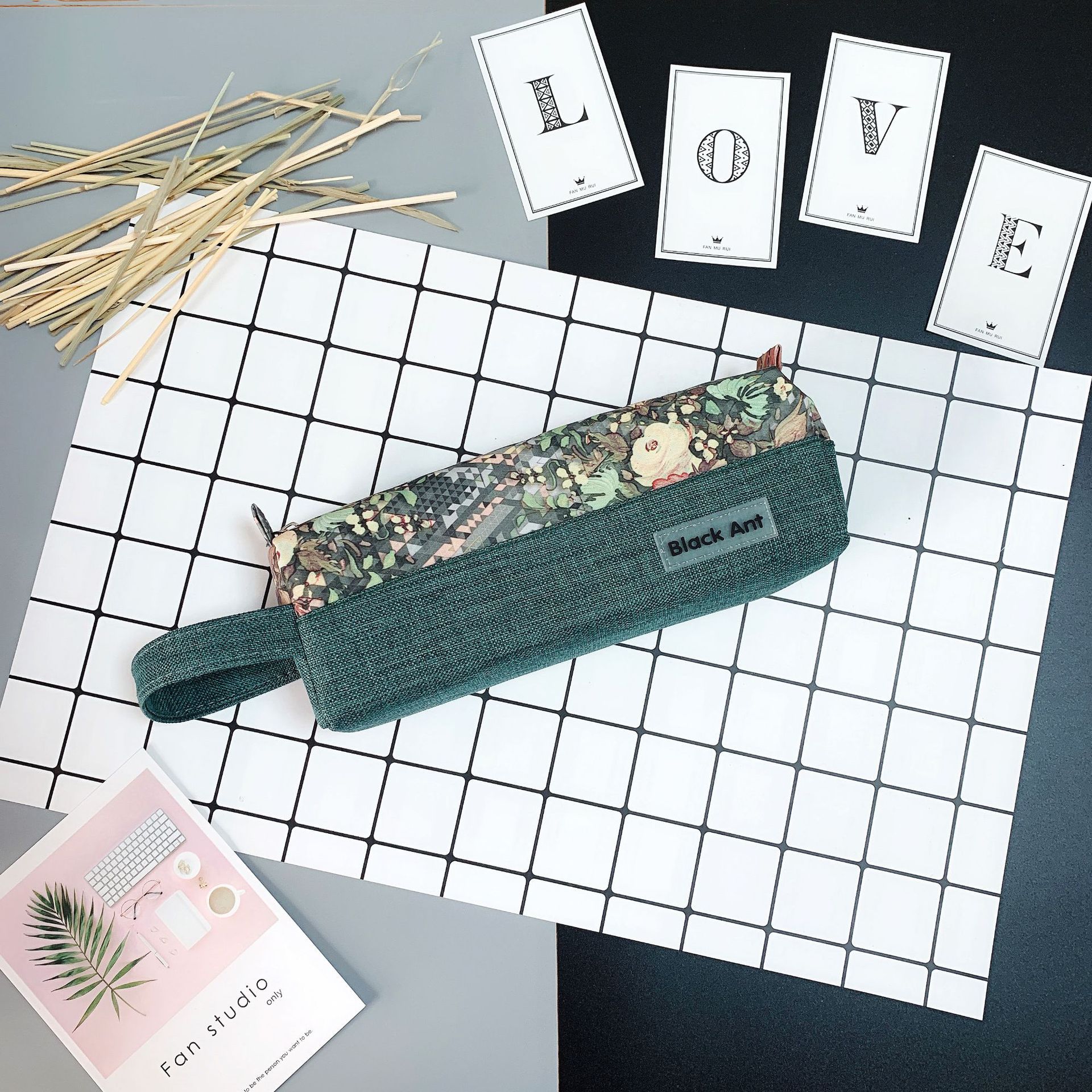 帆布笔袋创意/简约休闲铅笔/文艺文具袋定细节图