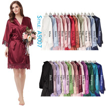 Dressing Gown Bridal Gown Bridesmaid Wedding gown Matte satin lace gown A9007 average size