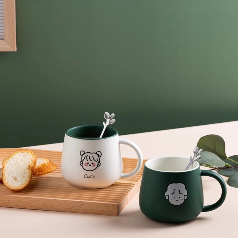 Creative couple mugs, fresh and simple girl milk coffee ins style large-capacity ceramic drinking cups