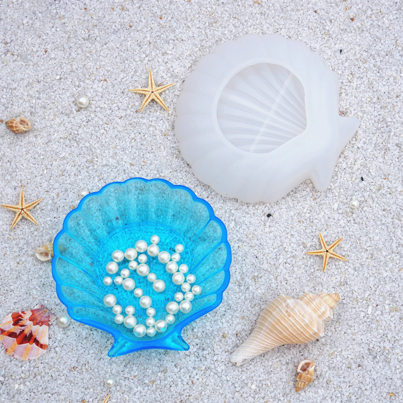 diy crystal drops glue mirror sea shell plate plate storage box table resin decoration silicone mold set Specification drawing