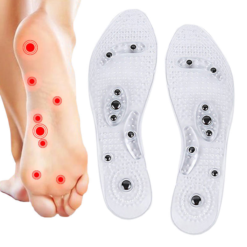 Amazon transparent magnetic therapy insoles with 8 magnetic stones for massage, breathable health care, magnetic iron insoles for men and women, manufacturer Item Picture