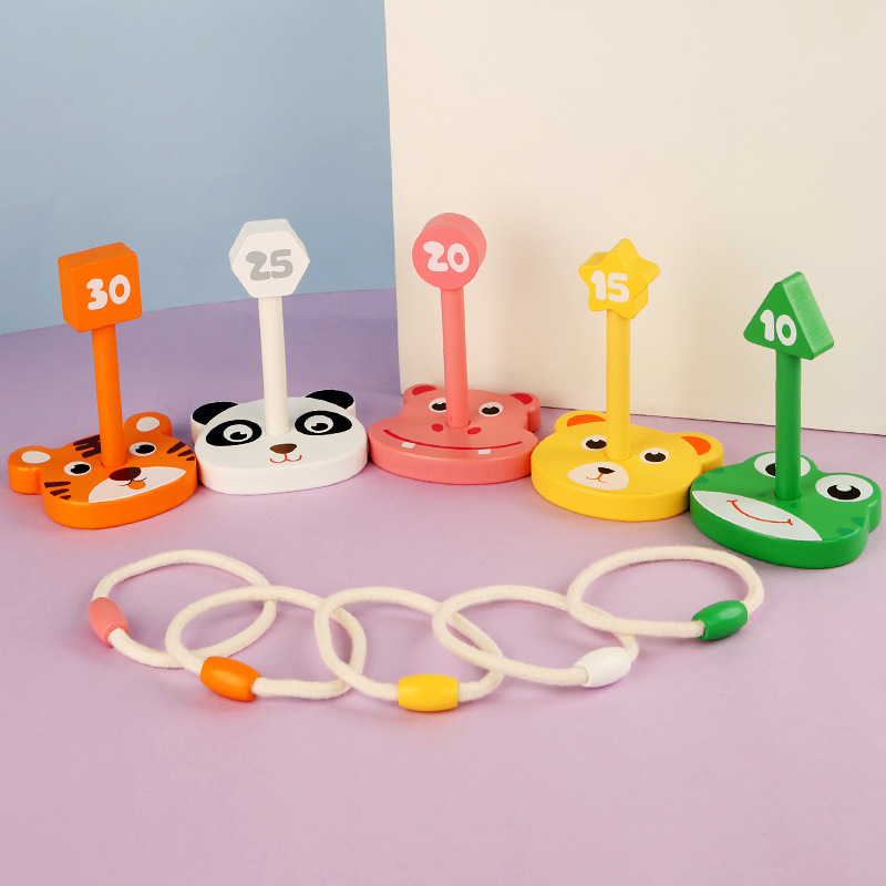 Children's hand-eye coordination loop toy wooden throwing loop kindergarten early education puzzle loop game Specification drawing