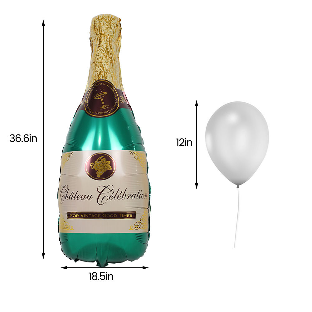 Cross-border Amazon champagne bottle aluminum film balloon set, wedding party cocktail party decoration balloon large wine bottle Item Picture