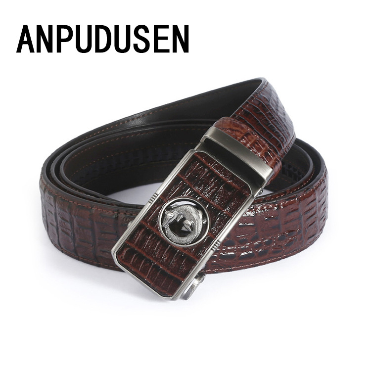 2020 Stall Selling Business Men's Crocodile Ribbon Personality Alloy Automatic Buckle Belt Spot Wholesale Item Picture