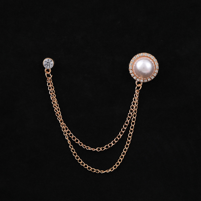 High-Grade European American Korean Temperament Pearl Alloy Chain Brooch British Style Shoes And Hats Accessories Suit Diamond Chest Chain Specification drawing
