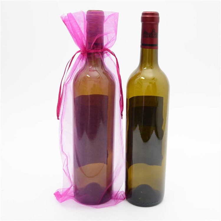 Ougen lace drawstring red wine bag 14*37 multi-color champagne wine dust-proof transparent gauze bag, red wine gift gauze bag
