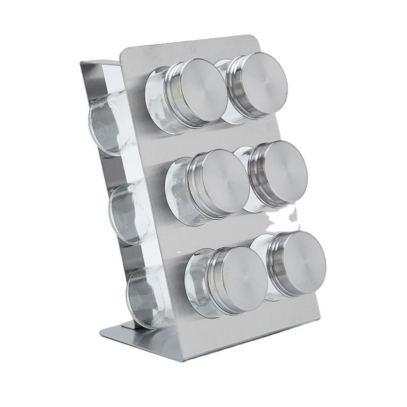 Dustproof Visual Stainless Steel Seasoning Jar Glass Spice Seasoning Jar Outdoor Barbecue 6-Piece Set Of Creative Kitchen Supplies Item Picture