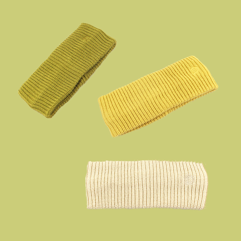 Salt Sweet Heart Korean Color Embroidery Letter Knitted Wool Headband Candy Color Wide Edge Sports Headband Hair Accessories Specification drawing
