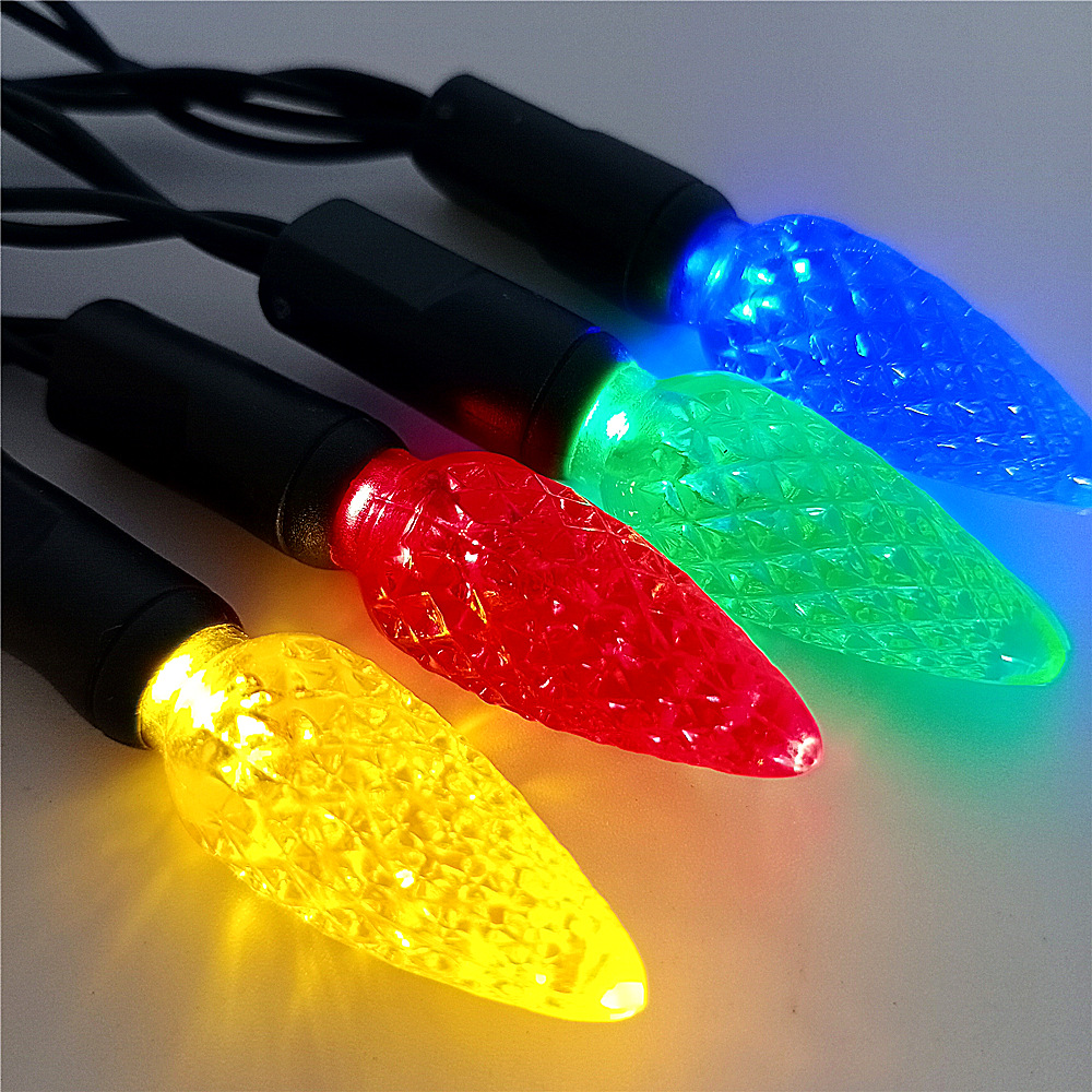 New five-color C6 strawberry light string, eight-function LED battery gift light string, C3 Christmas festival decorative color light details Picture