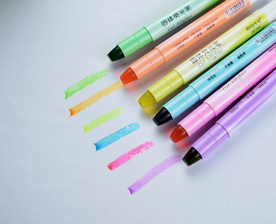 厂家热卖荧光笔旋转式固体荧光笔荧光标记蜡笔固体闪光蜡笔