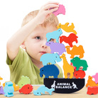 儿童积木叠叠高恐龙动物平衡船拼板婴幼儿宝宝早教启蒙木质制玩具