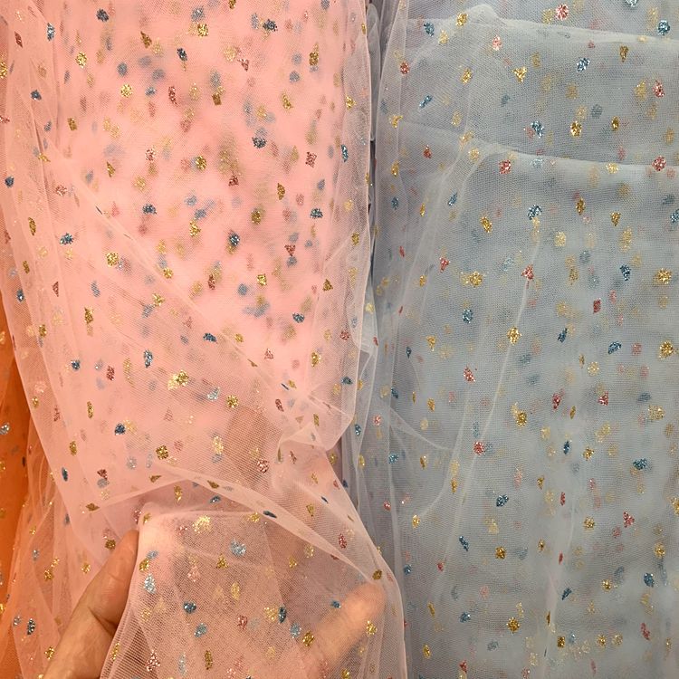 Wholesale of knitted mesh fabric for clothing, toys, puffy skirts, headwear, hair accessories, butterfly knot mesh fabric, and three-color mesh gauze details Picture