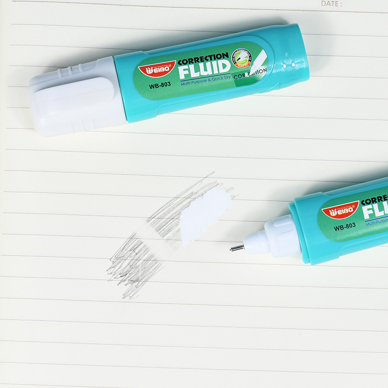Weibo Stationery Wholesale Modern Beauty Correction Fluid Student Character Elimination and Correction Dual-Purpose Correction Fluid Small Bottle Quick-drying Correction Fluid Application Scenario