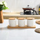 特价批发厨房用品亚马逊创意陶瓷调味罐套装调料盒直身竹盖三件套图