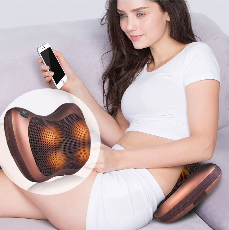 Multi-functional massage pillow, car, home, waist and leg electric kneading cushion, heated eight-head cervical massager details Picture