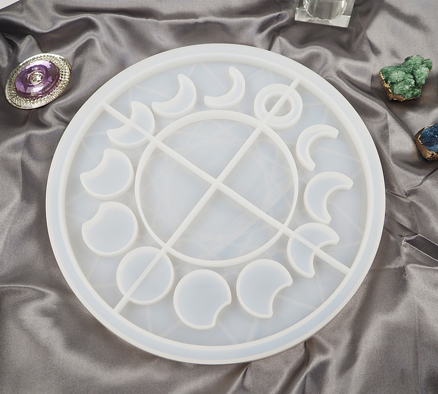 diy Crystal glue mold Eclipse Moon Phase hanging plate ins Wind stars Moon clock plate silicone mold set Item Picture