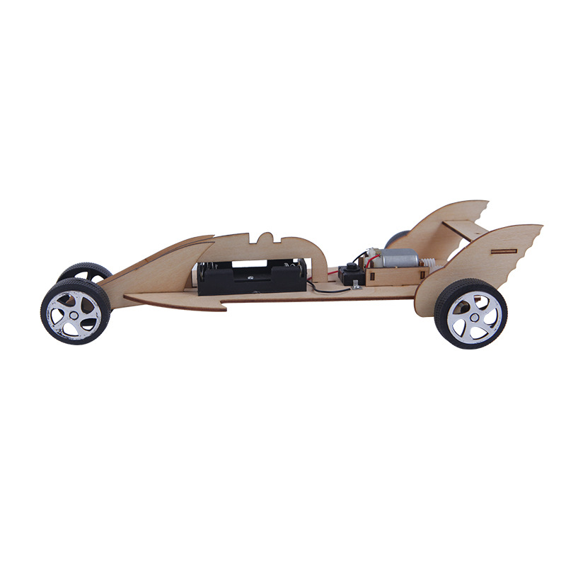 Custom-made small assembly electric vehicle model, basswood "Black Eagle" creative linear car, children's racing car model Item Picture