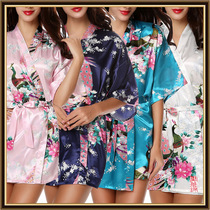 Wedding dressing gown Cardigan printed dressing gown Bridesmaid dressing gown Peacock dressing gown No. CL-WQ08M-XXL