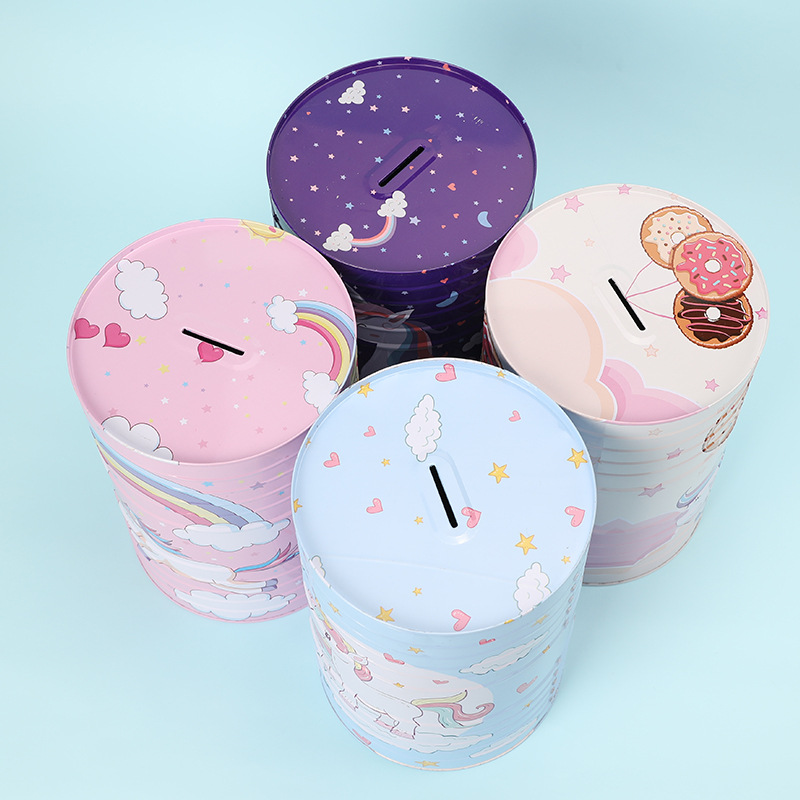 Unicorn creative piggy bank children tin large capacity only into the piggy bank ornaments wholesale Specification drawing