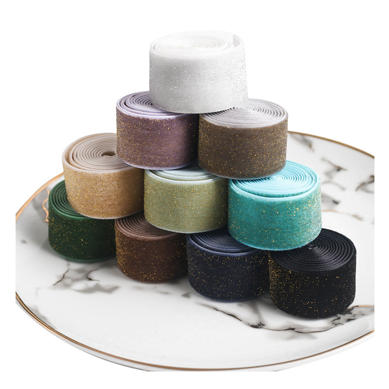 金葱单面绒带/韩国织带di白底实物图