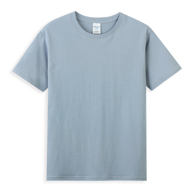 圆领T恤/40s双纱/精梳全棉短袖白底实物图