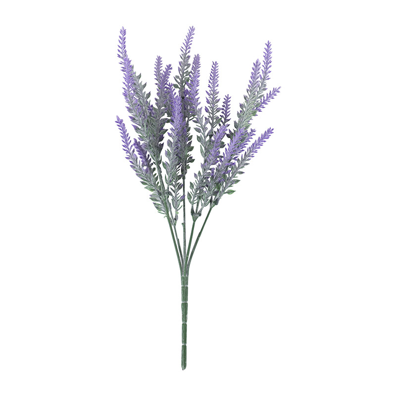Wheat ear 5-fork flocking lavender simulation home decoration flocking simulation plant artificial flower bouquet artificial flower wholesale Item Picture