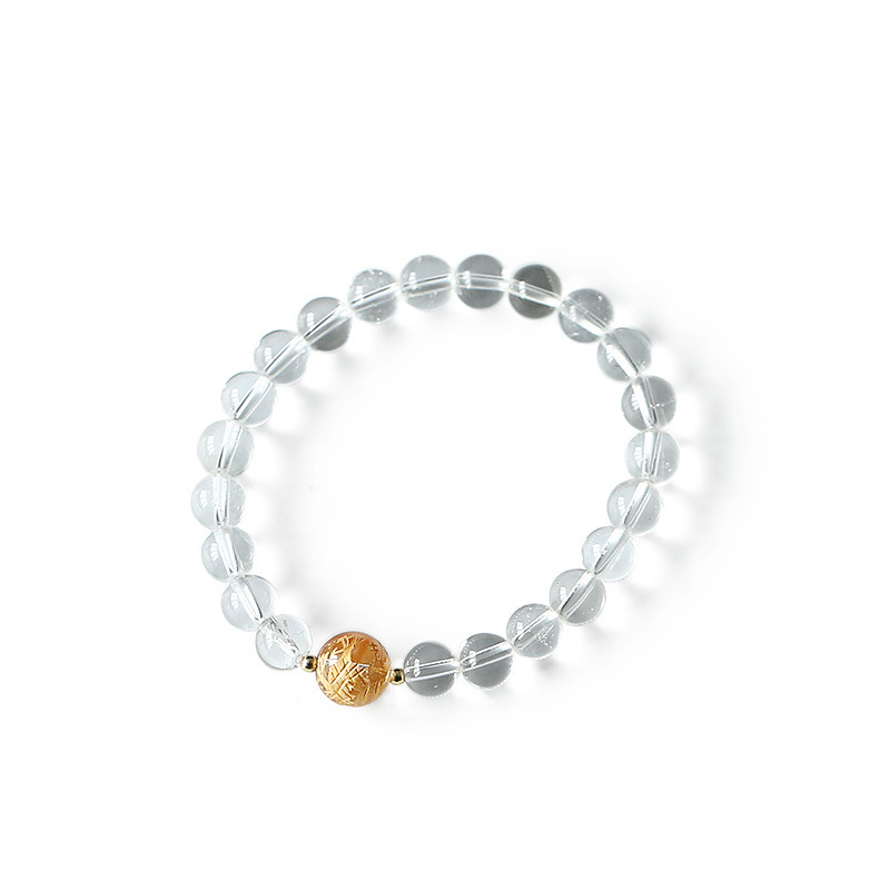 烫金龙珠好运/天然黑曜石白水晶白底实物图