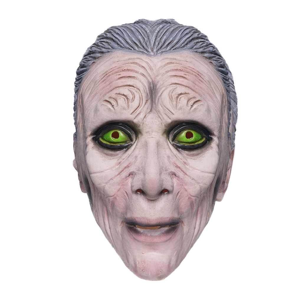 厂家现货万圣节礼物狂欢派对整蛊搞怪面具绿眼魔法巫师乳胶面具详情图1
