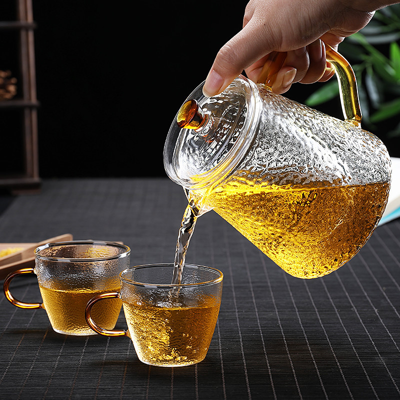 High borosilicate glass hammer-patterned teapot, high-temperature resistant brewing teapot, filter household flower teapot, tea infuser Application Scenario